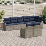 vidaXL Ensemble de canapé de jardin 8 Pièces Gris polyrotin