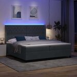 vidaXL Lit à Ressorts avec Matelas LED Gris foncé 200 x 200 cm Velours