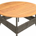 vidaXL Table de jardin et dessus en bois d'acacia gris résine tressée