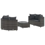 vidaXL Salon de jardin 5 Pièces avec coussins gris résine tressée