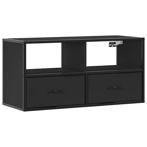 vidaXL Meuble TV noir 80x31x39 5 cm bois d'ingénierie et métal
