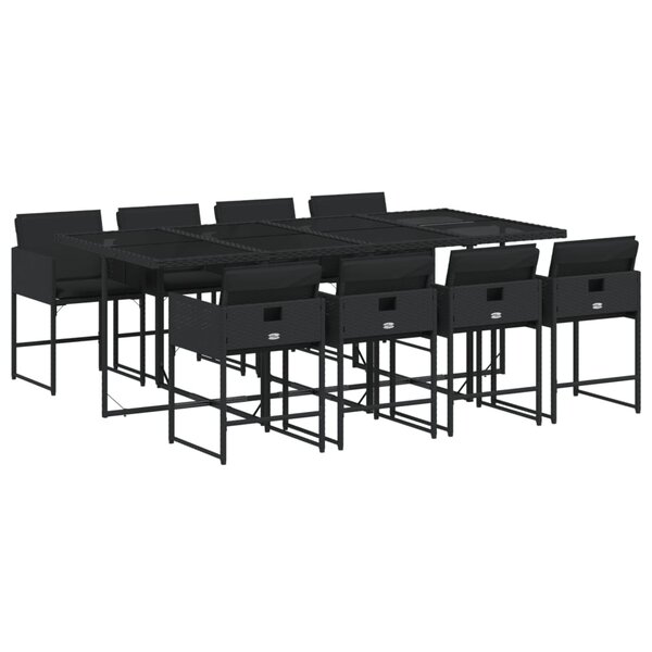 vidaXL Ensemble à manger de jardin 9Pièces coussins noir résine tressée
