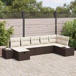 vidaXL Ensemble de canapé de jardin 7 Pièces Marron Poly rotin