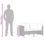 vidaXL Canapé de jardin à 2 places avec coussins Noir Résine tressée