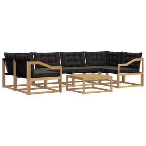 vidaXL Ensemble de canapés d'extérieur 7 Pièces Blanc et noir