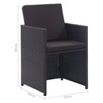 vidaXL Salon de jardin 13 Pièces avec coussins Résine tressée Noir
