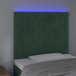 vidaXL Tête de lit à LED Vert foncé 90x5x118/128 cm Velours