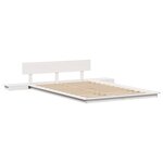 vidaXL Cadre de lit au sol avec tables de nuit blanches 135x190cm en bois massif