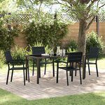 vidaXL Ensemble de salle à manger pour jardin 5 Pièces Noir HDPE