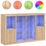 vidaXL Buffets avec lumières LED 3 Pièces chêne sonoma bois d'ingénierie