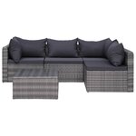 vidaXL Salon de jardin 8 Pièces avec coussins résine tressée gris