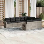 vidaXL Salon de jardin avec coussins 10 Pièces gris clair résine tressée