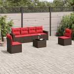 vidaXL Salon de jardin avec coussins 7 Pièces marron résine tressée