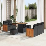 vidaXL Ensemble de canapé de jardin 8 Pièces Noir 80 x 80 x 71 cm
