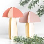 Décorations de Noël en bois - 2 champignons en relief
