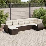 vidaXL Salon de jardin avec coussins 7 Pièces marron résine tressée