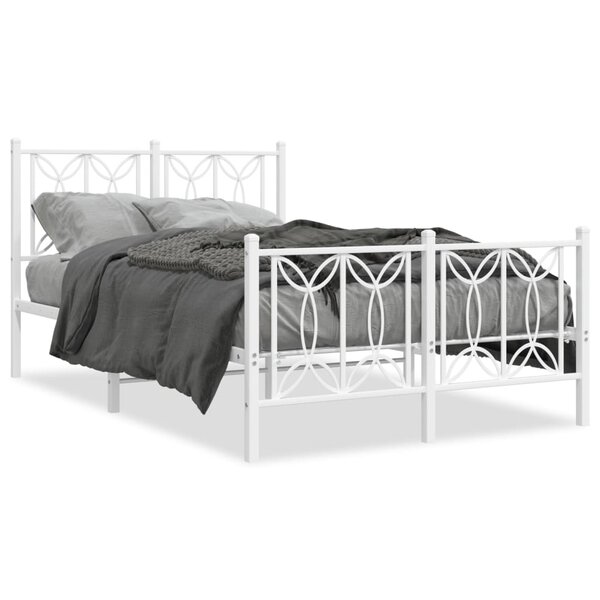 vidaXL Cadre de lit métal sans matelas et pied de lit blanc 120x200 cm