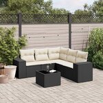 vidaXL Salon de jardin 6 Pièces avec coussins noir résine tressée