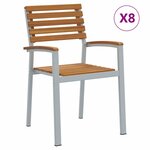 vidaXL Set de 8 chaises de jardin empilables en acacia massif et métal
