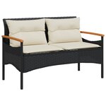 vidaXL Banc de jardin avec coussins 116x62 5x74 cm noir résine tressée
