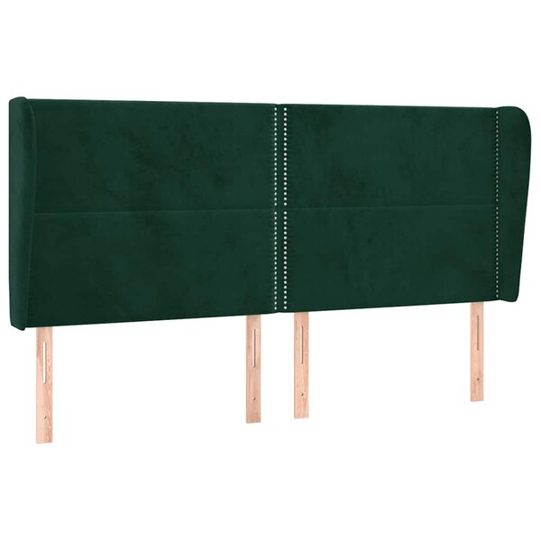 vidaXL Tête de lit avec oreilles Vert foncé 183x23x118/128 cm Velours