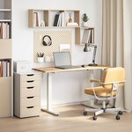 vidaXL Bureau Blanc et Naturel 140 x 60 cm Bois de chêne massif