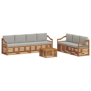 vidaXL Ensembles de canapés avec coussin 8 Pièces Gris Naturel et Clair