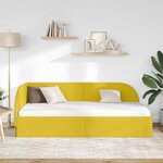 vidaXL Cadre de lit d'angle Jaune 100 cm x 200 cm Velours