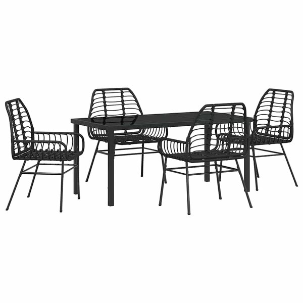 vidaXL Ensemble de salle à manger pour jardin 5 Pièces Noir polyrotin