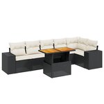 vidaXL Salon de jardin 7 Pièces avec coussins noir résine tressée