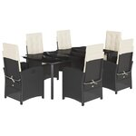 vidaXL Ensemble à manger de jardin coussins 7Pièces Noir Résine tressée