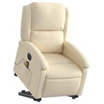 vidaXL Fauteuil inclinable de massage électrique Crème Tissu