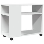 vidaXL Table d'appoint avec roues blanc 70x35x60 cm bois d'ingénierie