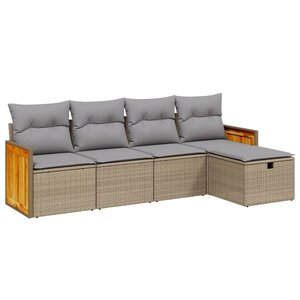 vidaXL Salon de jardin avec coussins 5Pièces mélange beige résine tressée