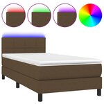 vidaXL Sommier à lattes de lit et matelas et LED Marron foncé 90x190cm