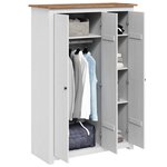 vidaXL Garde-robe 3 portes Blanc 118x50x171 5cm Pin Assortiment Panama