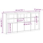 vidaXL Buffet avec lumières LED chêne fumé 202x37x100 cm