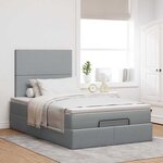 vidaXL Cadre de lit ottoman et matelas gris clair 120x200 cm tissu