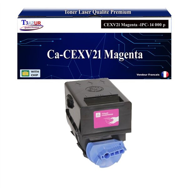 T3AZUR -Toner compatible avec Canon CEXV21 (0454B002) pour Canon IR-C2380i C2550 C2880 C3080 C3380 C3480 C3580 - Magenta