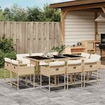 vidaXL Ensemble à manger de jardin et coussins 11 Pièces beige poly rotin
