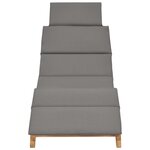 vidaXL Chaise longue pliable avec coussin gris foncé Bois de teck