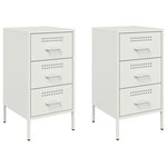 vidaXL Tables de chevet 2 Pièces blanc 36x39x68 cm acier laminé à froid