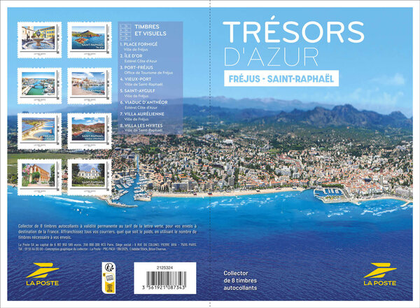 Collector 8 timbres - Trésors d'Azur - Fréjus - Saint-Raphaël - Lettre Verte