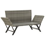 vidaXL Banc de jardin avec coussins 176 cm Gris Résine tressée