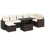 vidaXL Salon de jardin 8 Pièces avec coussins marron résine tressée