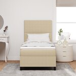 vidaXL Lit à ressort avec matelas et lumière LED verte grise en velours corduroy