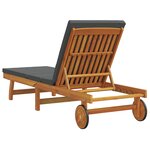 Fauteuil relax vidaXL avec des roulettes et un coussin gris foncé en bois massif