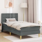 vidaXL Cadre de lit avec matelas Gris foncé 100 x 200 cm Tissu