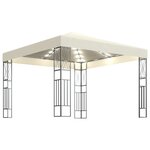 vidaXL Tonnelle avec guirlande lumineuse à LED 3x3 m Crème Tissu