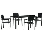 vidaXL Ensemble de salle à manger pour jardin 5 Pièces Noir Poly rotin